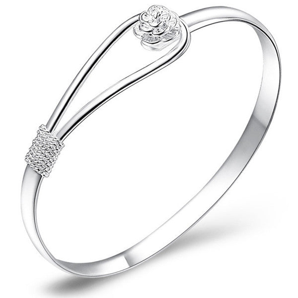 Crystal Rose Silver Bangle